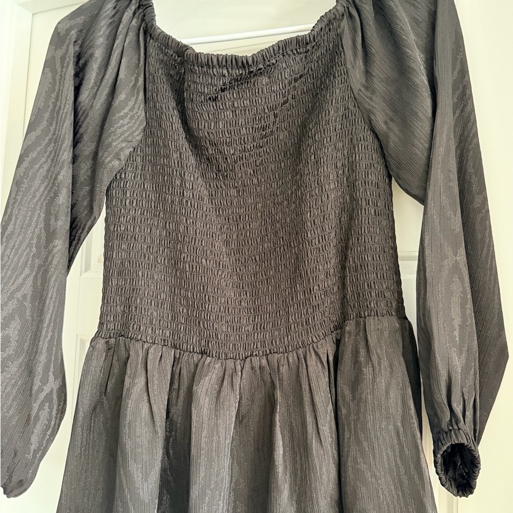 Michael Kors Black Shimmery Smocked Top